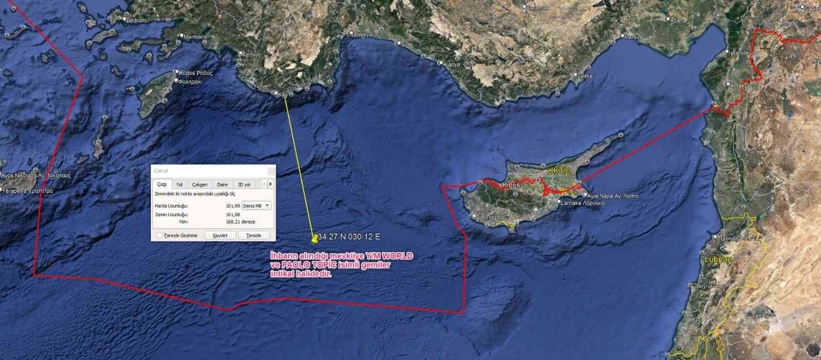 Kaş açıklarındaki bir gemiden imdat çağrısı geldi